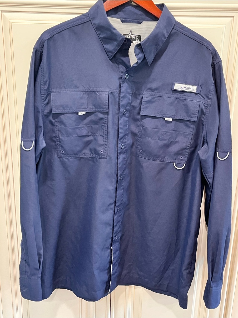 Habit Men's Navy Blue Fishing Utility Shirt UPF 40+ Breathable Size Large